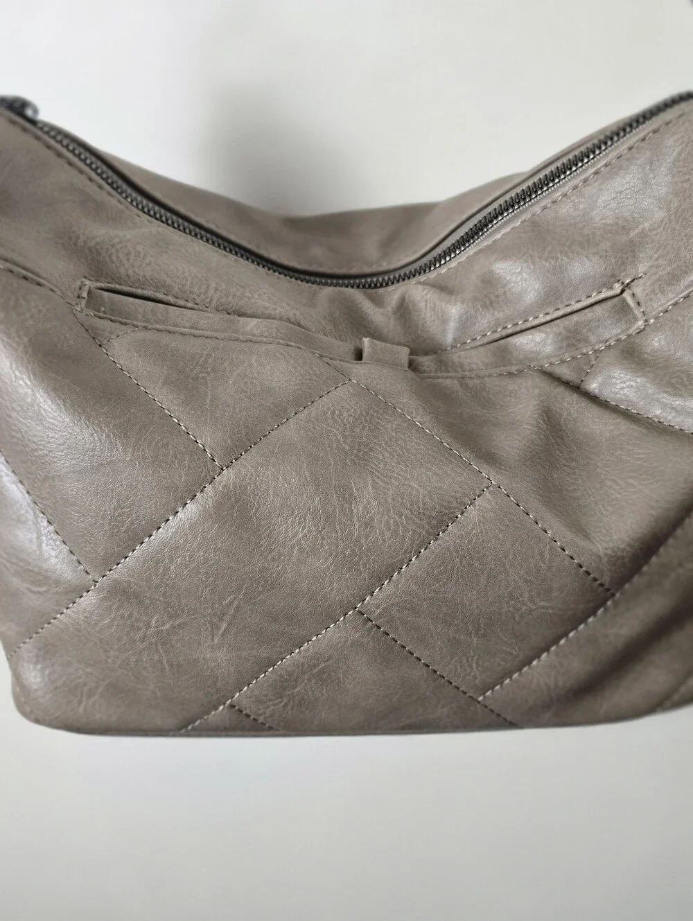 Sam + Hadley Vegan Faux Leather Hobo Bag Black White Chevron Strap Crossbody